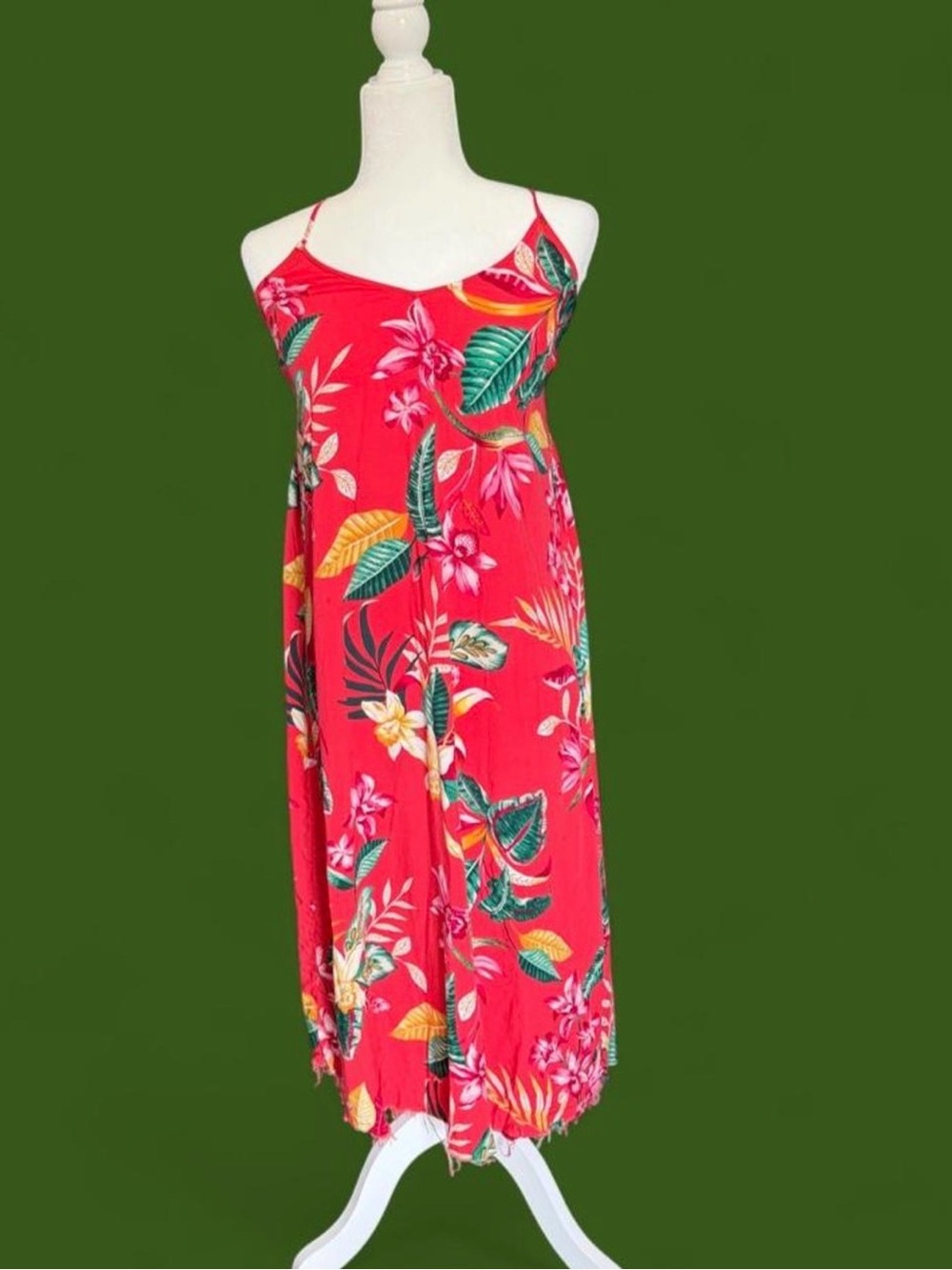 Bright Orange Floral Spaghetti-Strap Maxi Dress by Old Navy